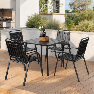 Ensemble repas de patio avec table en acier