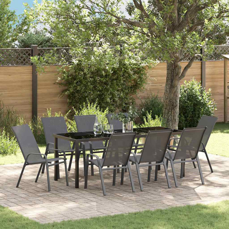  Garden Dining Set Powder-Coated Steel Outdoor Furniture Ensemble Patio
