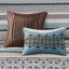 Ensemble de couvre-lit en jacquard réversible élégant 5 pièces en bleu