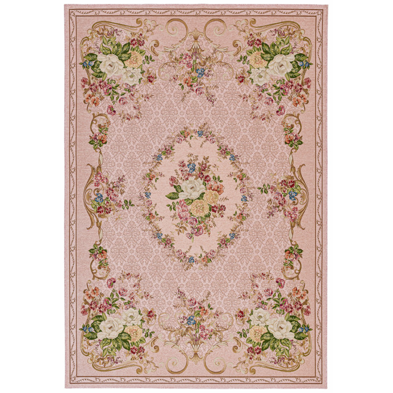 , Light pink Flomi Florence Oriental Machine Woven Area Rug, Rectangle 200 x 290cm