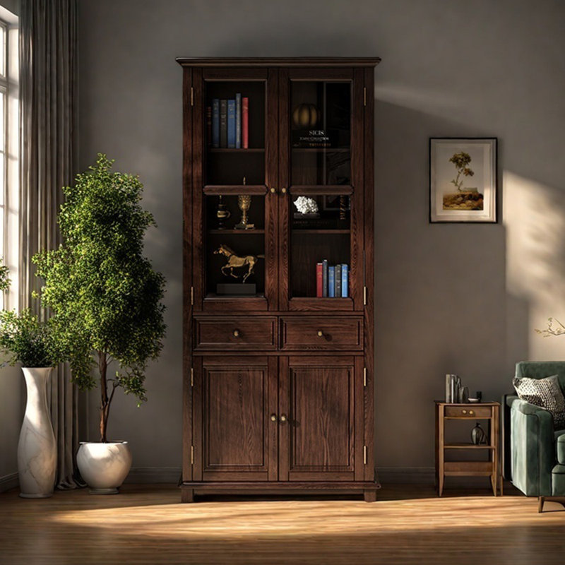Bibliothèque de rangement de style américain, Marron foncé