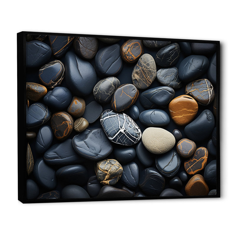 «Rocky Beach Patterns V - Coastal Beach», reproduction d'art, Cadre flottant noir, 24" H x 32" W