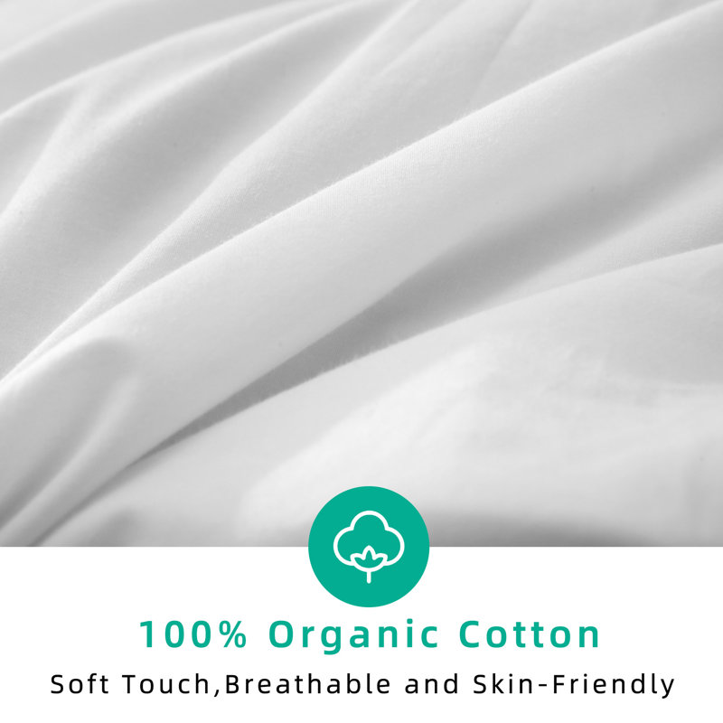Luxurious All Season Feather & Down Duvet Insert/Comforter with Baffle Box 100% Cotton Cover, Queen, Queen