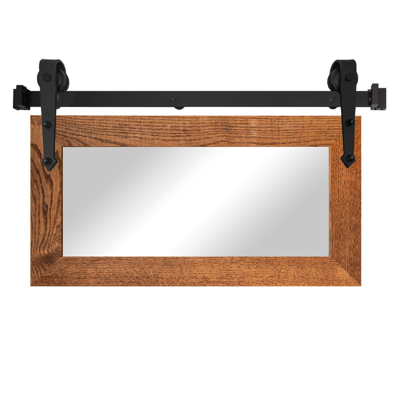 Manoil Solid Wood Rectangle Mirror, 24" x 33", Honey