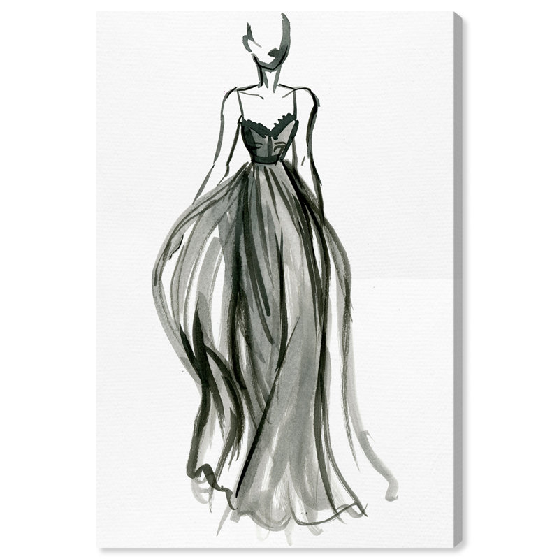 « élégant », reproduction d’encre vii, H 15 po x l 10 po x P 1,5 po, Toile tendue