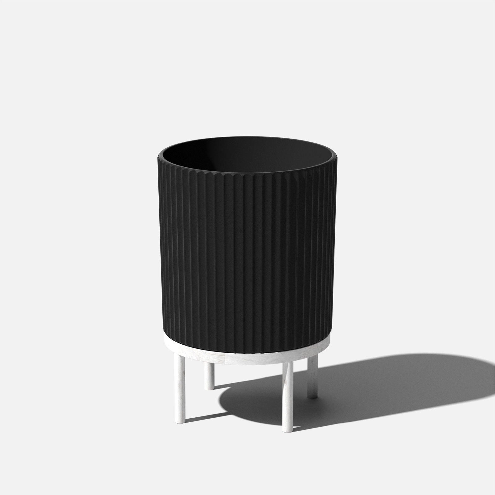 Demi Series Planter with Stand, 1, 22" H x 14.75" W x 14.75" D, Black/White
