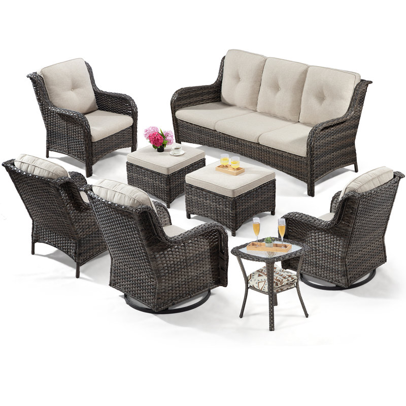 Anahit 9 - Person Patio Conversation Set with Cushions, Beige