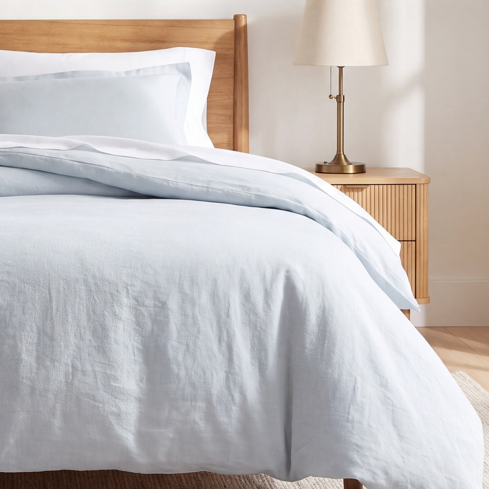 Frazier 100% Linen Machine Woven Sheet Set, King Sheet Set with 2 Pillowcases, Blue