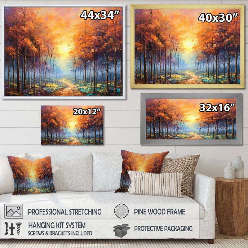 «Enchanted Path I», reproduction d'art sur toile, H 12 po x l 20 po x P 1 po, Cadre flottant doré