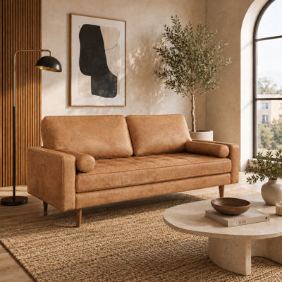 Aisha 70" Faux Leather Square Arm Loveseat
