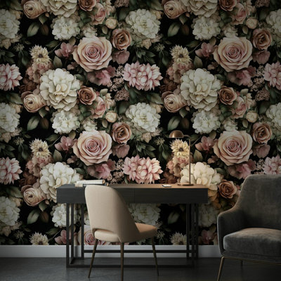 Papier peint rétro à motif floral pelez et collez