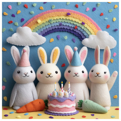Coussins décoratifs Felt Bunny Birthday Party