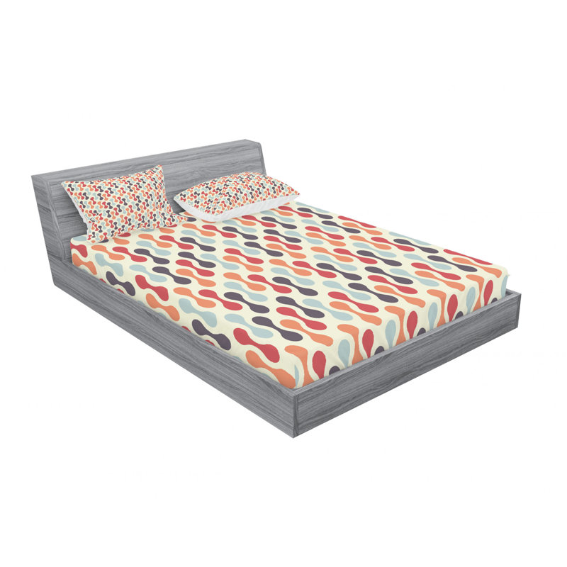 Microfiber Geometric Sheet Set, Full/Double Sheet Set with Fitted Sheet