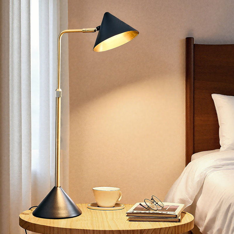  26" Modern LED Table Lamp with Swivel Arm, Dimmable Desk Lamps for Bedroom Living Room, 3000K, Gold/Black, Black