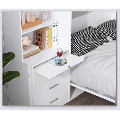 Lit escamotable vertical avec tablette et tiroirs pour chambre ou chambre d'amis