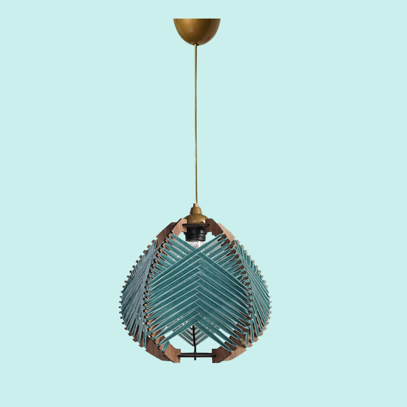 Luminaire suspendu unique en coton, Bleu