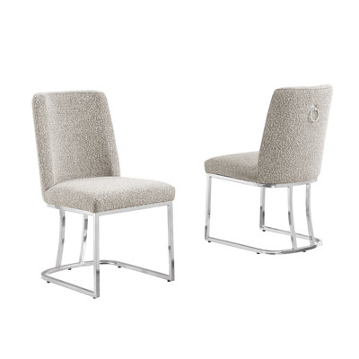 Minimal Side Chairs With Boucle Fabric Base