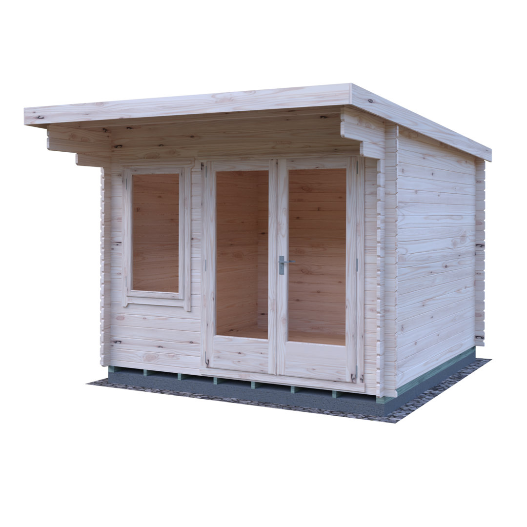Belgravia 10 ft x 10 ft 28 mm Log Cabin Installed Including Base
