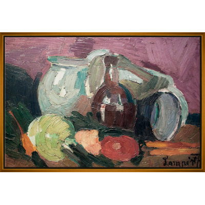 «Still Life With Jars», reproduction sur toile avec cadre flottant