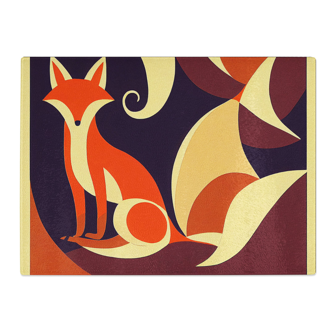 Fox Art Nouveau Abstract  Glass Chopping Board