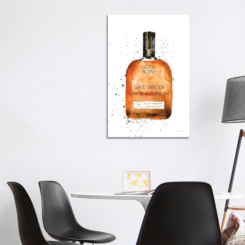 Save Water Drink Bourbon By Mercedes Lopez Charro - Wrapped Canvas Painting by Mercedes Lopez Charro - Wrapped Canvas Painting