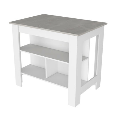 Kitchen Island Dozza, Three Shelves, White