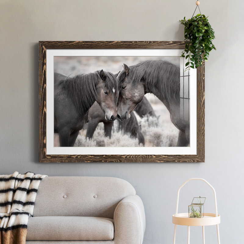 Chevaux sauvages - Photographie avec cadre photo, Encadré de bois de noyer, H 31 po x l 44 po x P 1 po