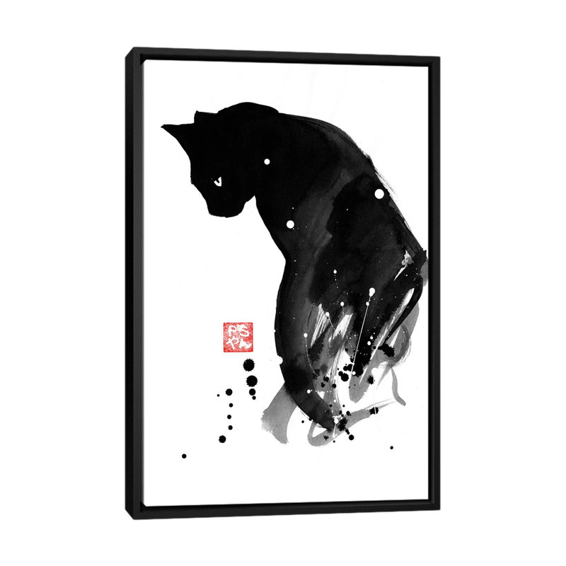 Chat A Tache by Péchane - Print on Canvas, Black Framed, 101.6 cm H x 66.04 cm W