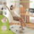 Armless Office Desk Chair With Wheels, Soft Lumbar Support Vanity Chair For Small Space,Bedroom, Height Adjustable-1386212346