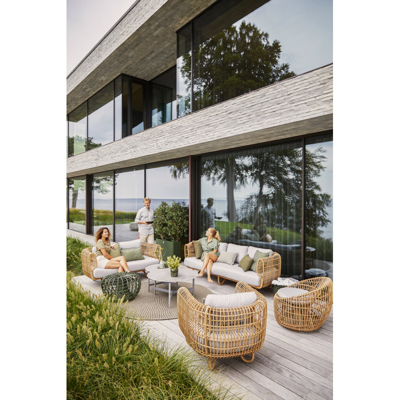 Nest Patio Chair with Cushions, Light Gray, Natural