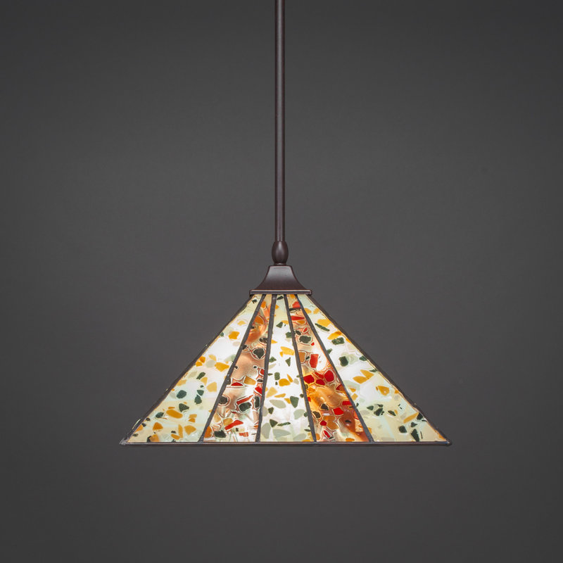 Luminaire suspendu carré suspendu avec verre d'art 14 po Fiesta, Granit foncé