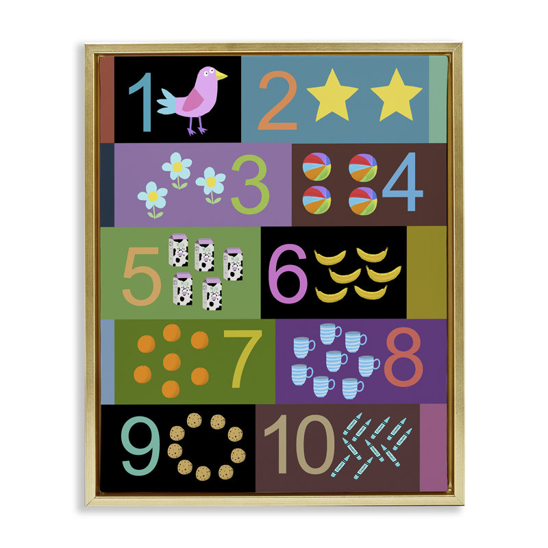 Learning To Count Chart Floating Frame, design by Carla Daly, 31" H x 25" W, Metallic Gold Floater Frame