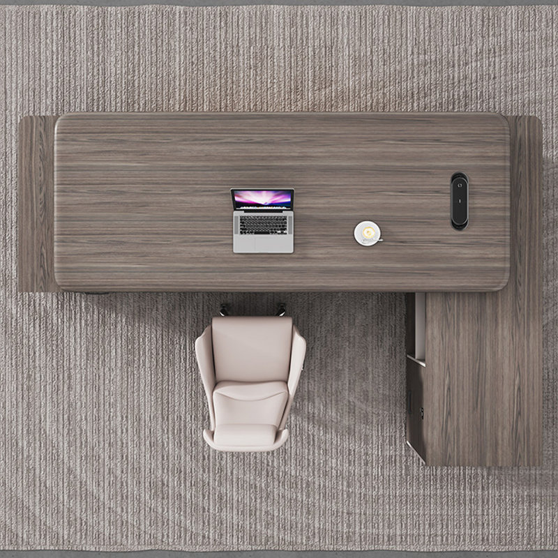 Bureau de direction en L 70,87 po brun luxueux et sophistiqué, H 29,53 po x l 70,87 po x P 62,99 po