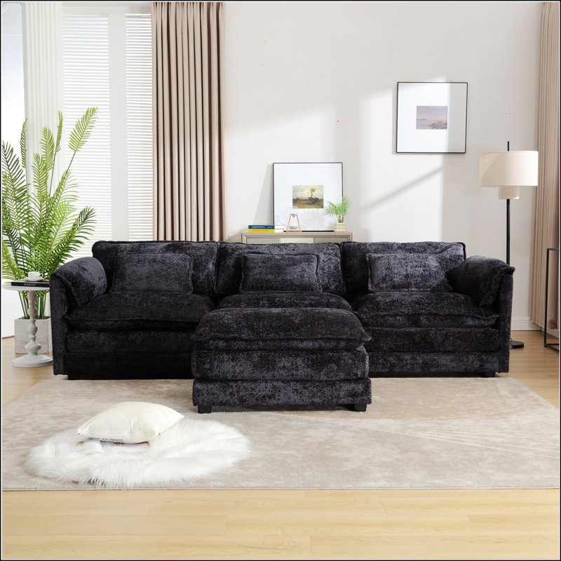 Canapé modulaire surdimensionné de 112 po, Noir