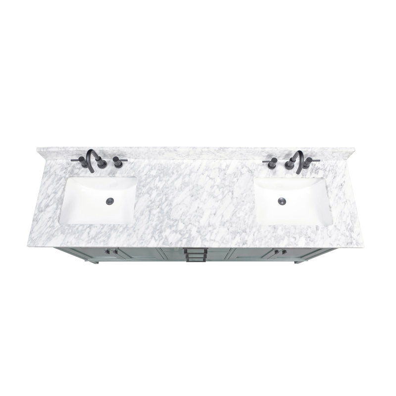 Madison 72" Double Bathroom Vanity Set, Carrera White, Smoke Green