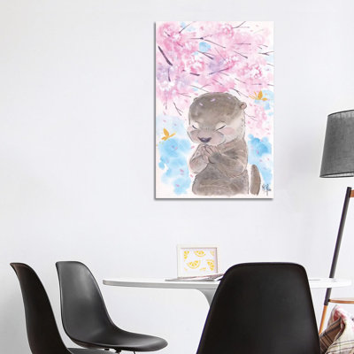 Cherry Blossom Wishes - Otter by Martin Hsu - Painting on Canvas