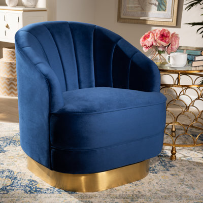 Velvet Swivel Barrel Chair