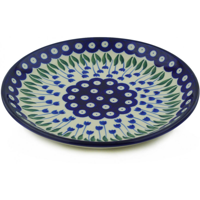 Assiette de poterie polie bleue 8 po