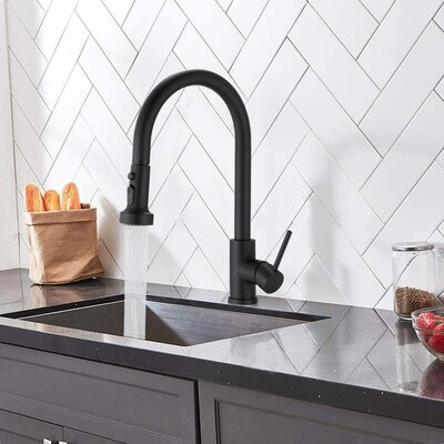 Single Handle Pull Down Sprayer Kitchen Sink Faucet -  PROOX, D3412-MB