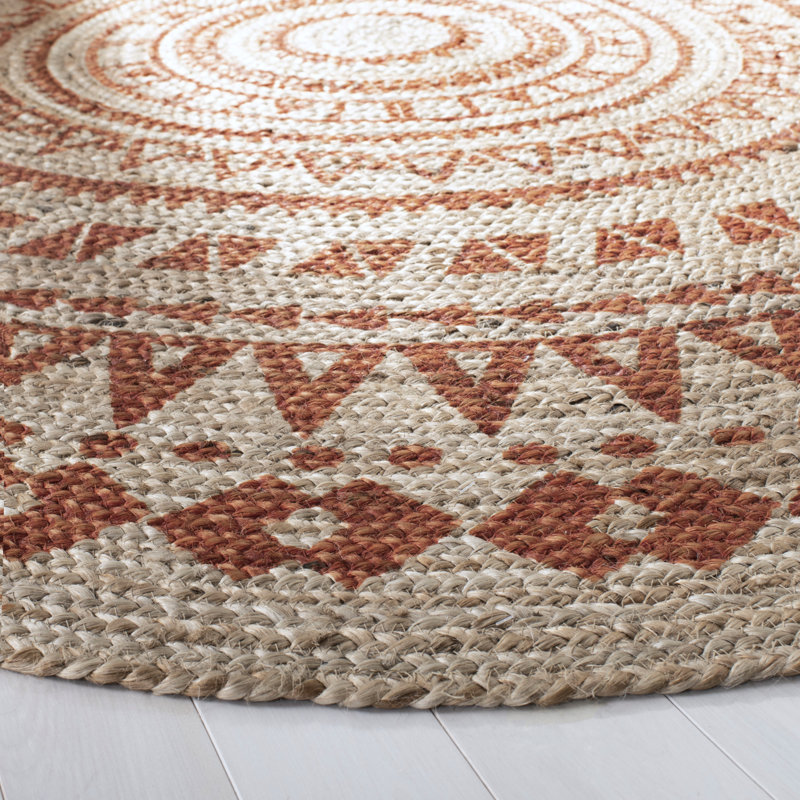 Desroches Hand Woven Jute Oriental Rug, Round 8' x 8'