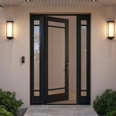 G10302-SW-96 | Porte simple de 96 po, + 2 portes extérieures pré-montées RTA, SDL 3 Lite, bois d'acajou brut