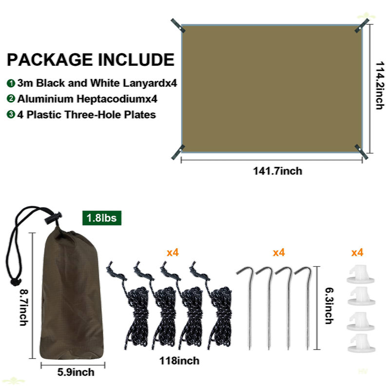 Camping Tarp Waterproof, Backpack Tarp Portable