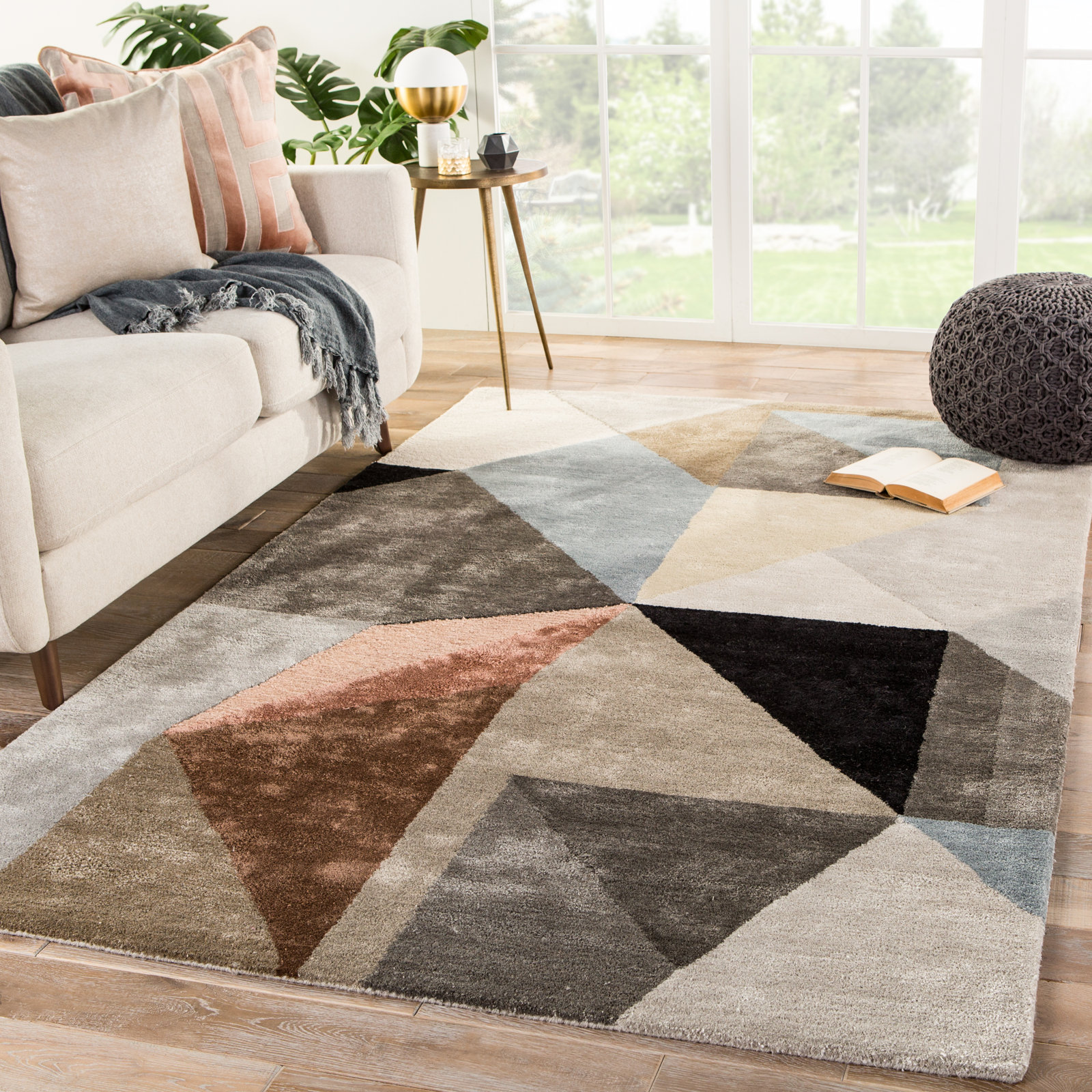 Ruben Black Tuscany Hand-Tufted Geometric Rug, Rectangle 10' x 14'