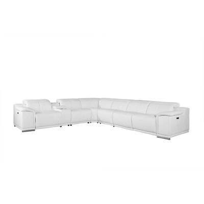 Harwyn 138" Wide Genuine Top Grain Italian Leather Symmetrical Reclining Corner Sectional