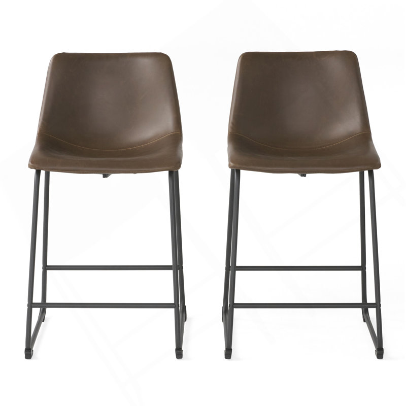 Tabouret de comptoir de style rétro brun de 24 pouces (ensemble de 2)