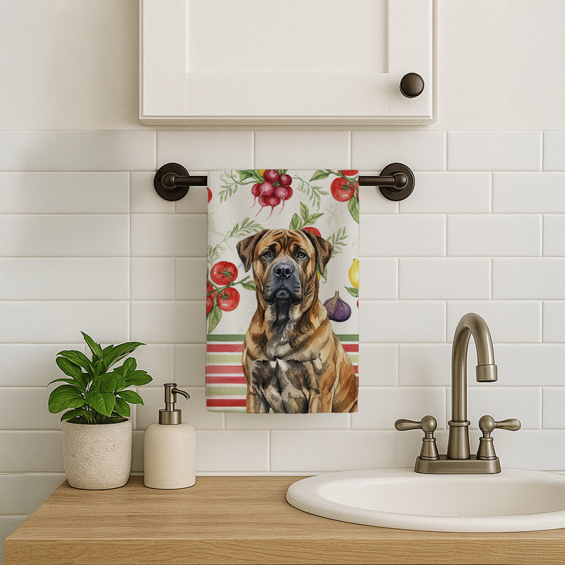 Brindle Boerboel Vegetables Kitchen Towel, Brindle Boerboel