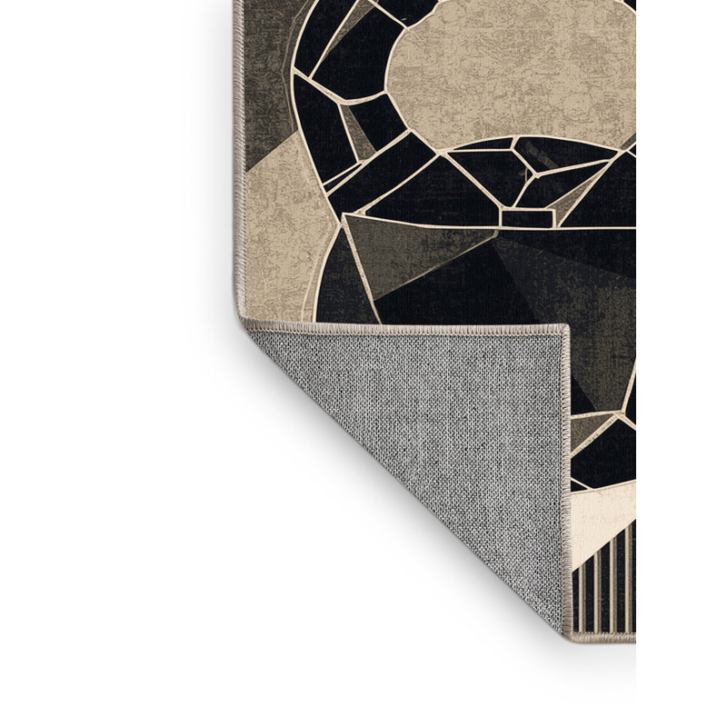 Tapis géométrique moderne et contemporain lavable à la machine Rayan Kettlebell Workout, 8 x 12