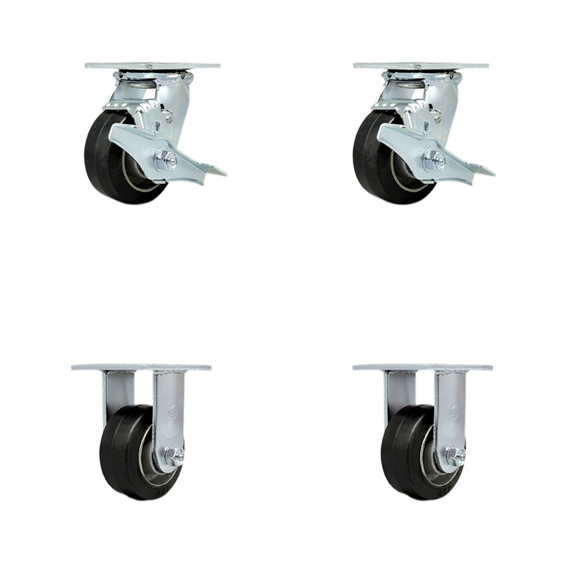 4 Piece Rubber on Aluminum Caster Set