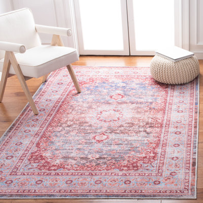 Hallel Oriental Light Blue/Red Area Rug