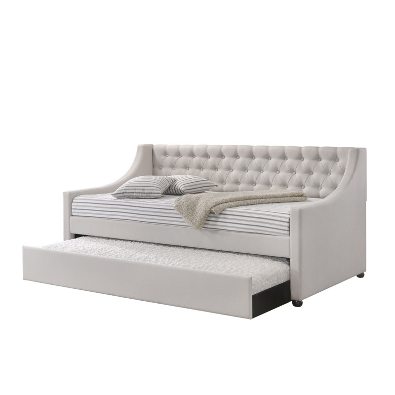 Lianna Fog Fabric Daybed W/Trundle (Twin), Fog, Twin